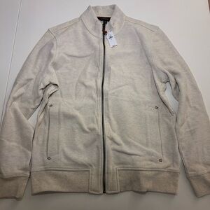 Men's Cream Hex Patterned Sweater Jacket